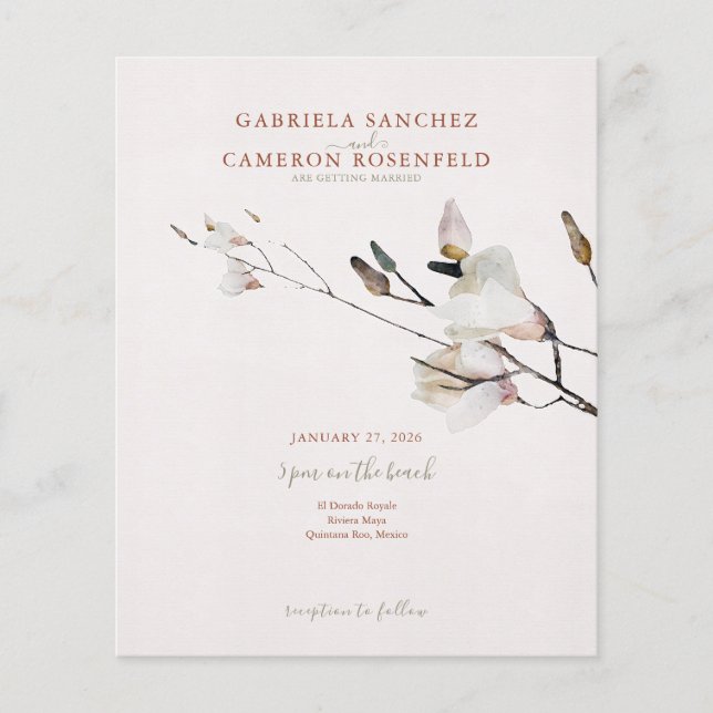 Papier Budget Terracotta Floral QR Code Mariage Invitatio (Devant)