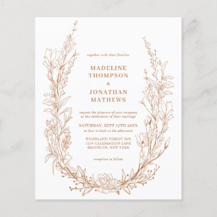 Papier BUDGET Terracotta Floral Wreath Monogramme Mariage