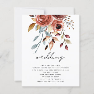 Papier BUDGET Terracotta Florals QR Code Mariage Inviter