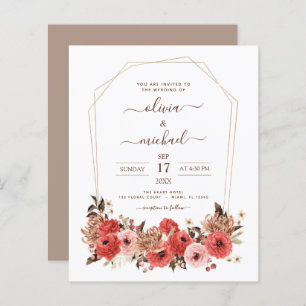 Papier Budget Terracotta Mariage de automne Floral Automn