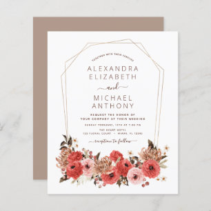 Papier Budget Terracotta Mariage de automne Floral Automn