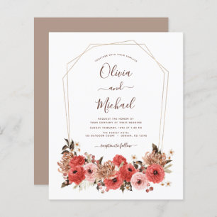 Papier Budget Terracotta Mariage de automne Floral Automn