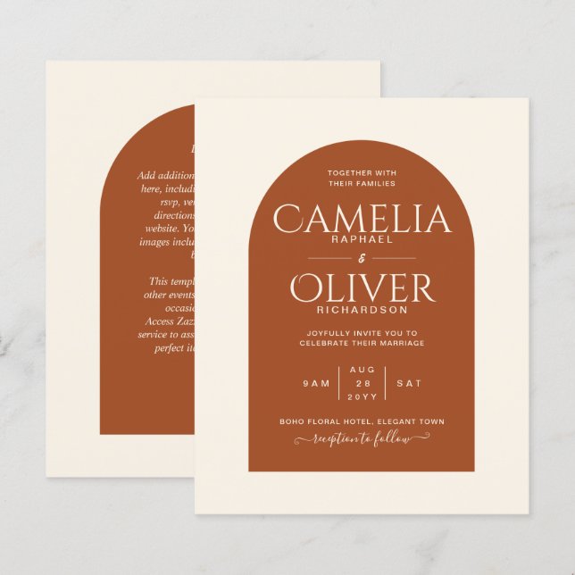 Papier BUDGET Terracotta MONOCHROME Mariage (Devant / Derrière)