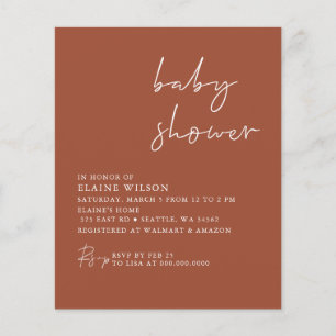 Papier Budget Terracotta Neutral Baby shower Invitation