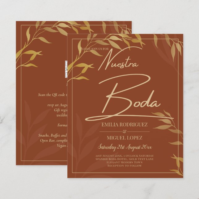 Papier Budget Terracotta OR Nuestra Boda Mariage espagnol (Devant / Derrière)