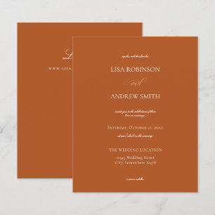 Papier Budget Terracotta Orange Calligraphie Mariage