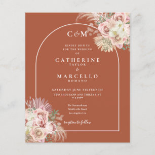 Papier Budget Terracotta Pampas Grass Monogramme Mariage