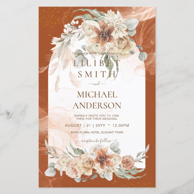 Papier BUDGET Terracotta Pampas Mariage (Devant)