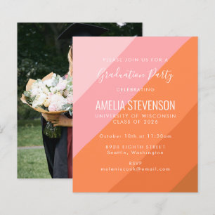 Papier Budget Terracotta Photo Graduation Party Invitatio