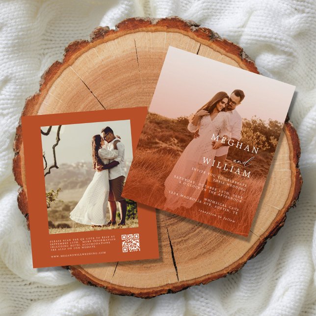 Papier Budget Terracotta Photo Qr Code Mariage (Créateur téléchargé)