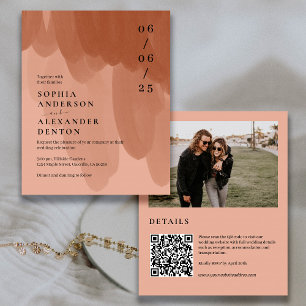 Papier Budget terracotta Photo QR Site Web invitation de 