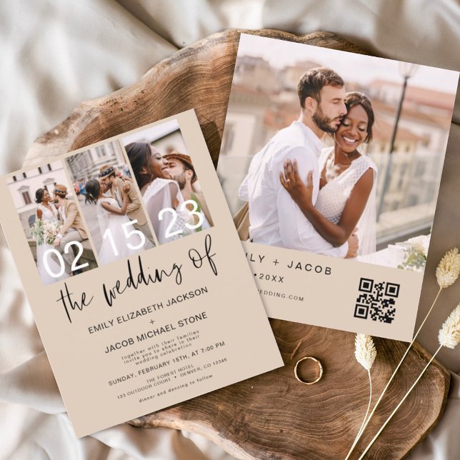 Papier Budget Terracotta QR Code Faire-part de mariage (Créateur téléchargé)
