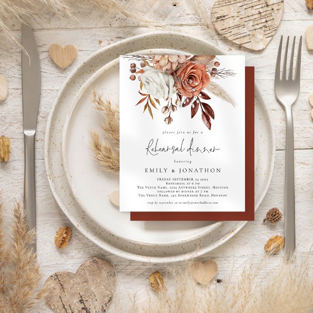 Papier Budget Terracotta Rustic Florals Dîner de répétiti (Créateur téléchargé)