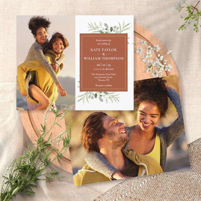 Papier Budget Terracotta verdure Photos Mariage Inviter (Créateur téléchargé)