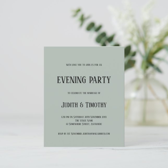 Papier Budget Texte noir Sage Vert Soirée Invitation de s (Debout devant)