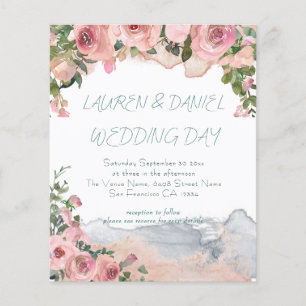 Papier Budget Texte QR Code Vintage Blush Pink Mariage