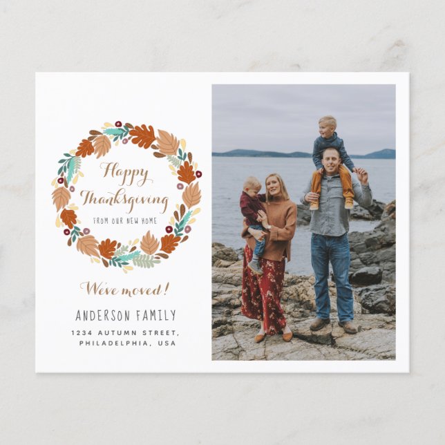 Papier Budget Thanksgiving Wreath Moving Faire-part (Devant)