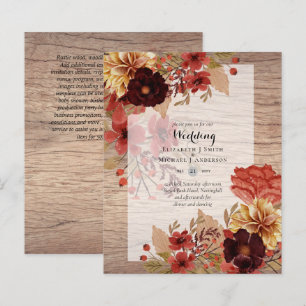 Papier BUDGET TOMBE Floral Mariages Invitations - Dusky