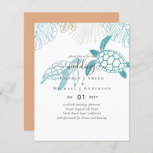 Papier BUDGET Tortues de mer Mariage Moderne Line Art