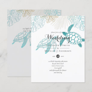 Papier BUDGET Tortues de mer Mariage Moderne Line Art