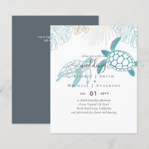 Papier BUDGET Tortues de mer Mariage Moderne Line Art