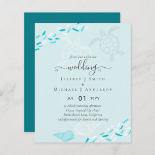 Papier BUDGET Tortues de mer PLAGE Mariage Corail Turquoi
