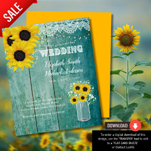 Papier BUDGET Tournesol rustique Turquoise Mariage jaune 