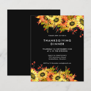 Papier Budget Tournesol Thanksgiving Dîner Invitation noi