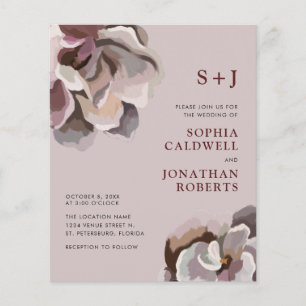 Papier Budget tout en un Abstrait mariage floral Invitati