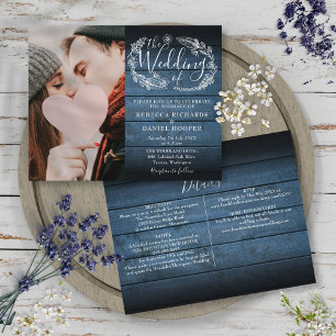 Papier Budget Tout en un bleu Rustique photo Mariage Invi