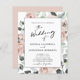 Papier Budget Tout en un Calligraphie Roses Mariage Invit