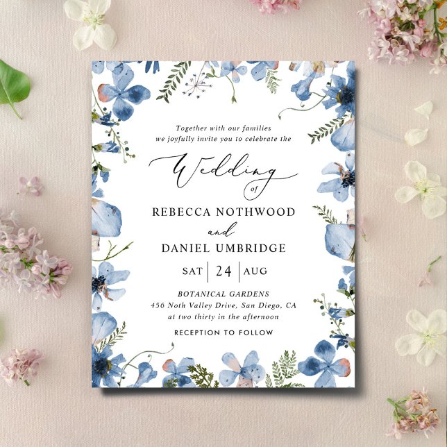Papier Budget tout-en-un Dusty Blue Faire-part de mariage (Créateur téléchargé)