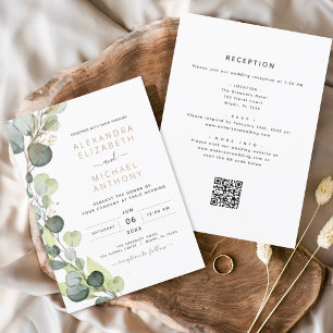 Papier Budget tout en un Eucalyptus QR Code Mariage