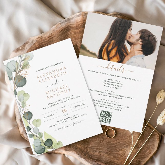 Papier Budget tout en un Eucalyptus QR Code Mariage (Créateur téléchargé)
