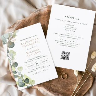 Papier Budget tout en un Eucalyptus QR Code Mariage