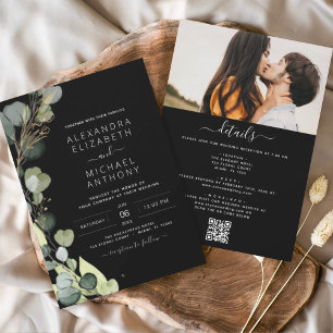 Papier Budget tout en un Eucalyptus QR Code Mariage