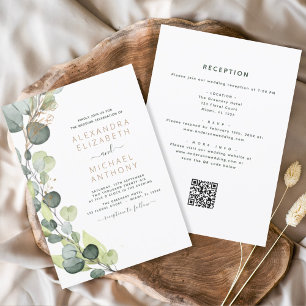 Papier Budget tout en un Eucalyptus QR Code Mariage