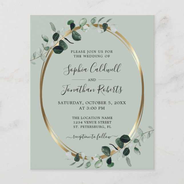 Papier Budget tout en un Faire-part de mariage Eucalyptus (Devant)