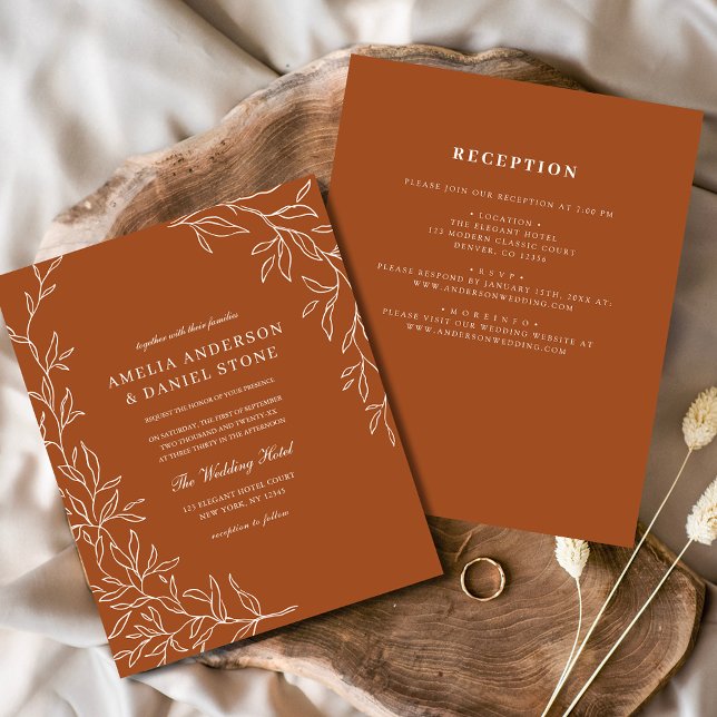 Papier Budget tout en un Faire-part de mariage orange brû (Créateur téléchargé)