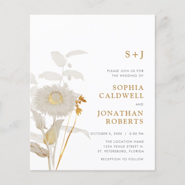 Papier Budget Tout en un Fleurs Vintages Invitation de ma (Devant)