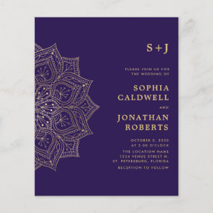 Papier Budget tout en un Gold Mandala Invitation de maria