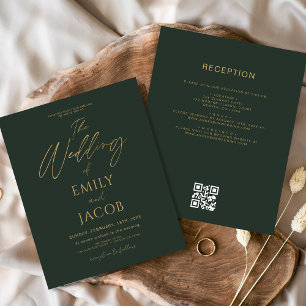 Papier Budget tout en un Mariage d'or vert QR Code