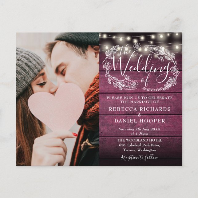 Papier Budget Tout en un Rouge Rustique photo Mariage Inv (Devant)