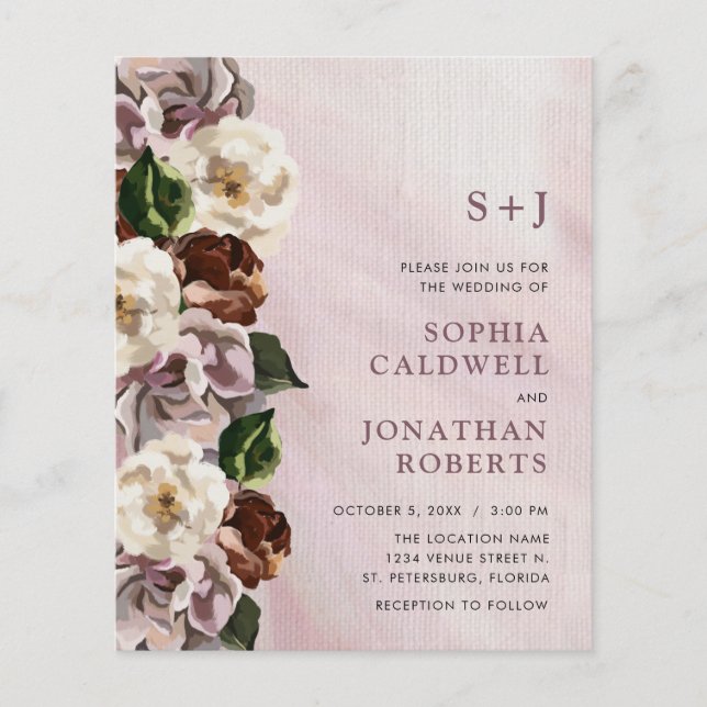 Papier Budget tout en une seule Moody Floral Faire-part d (Devant)