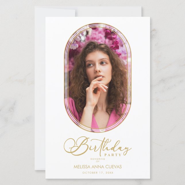 Papier BUDGET Trendy Modern Oval Fake Golden Custom Photo (Devant)