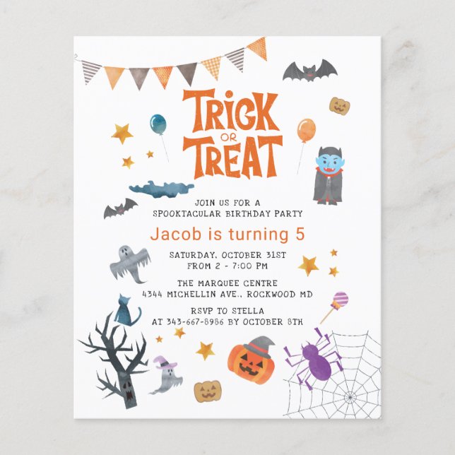 Papier Budget Trick or Treat Halloween fête d'anniversair (Devant)