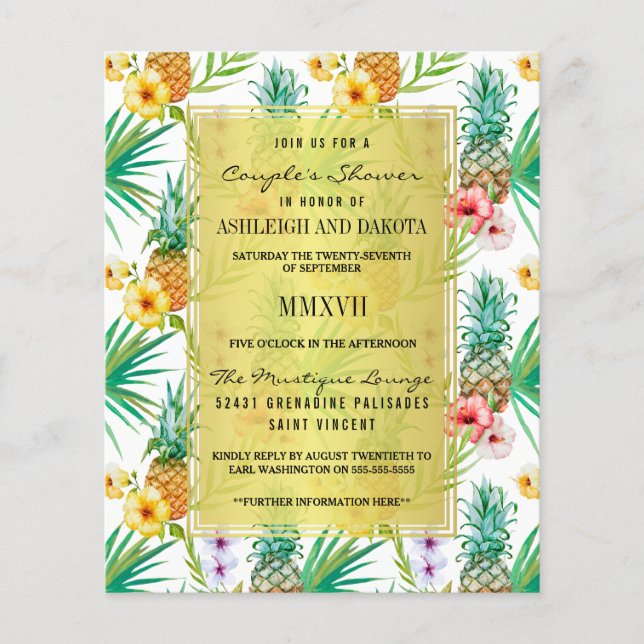 Papier Budget Tropical Ananas Hibiscus Couple Douche (Devant)