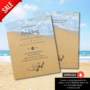 Papier Budget Tropical Beach Hearts in Sand Mariage Invit