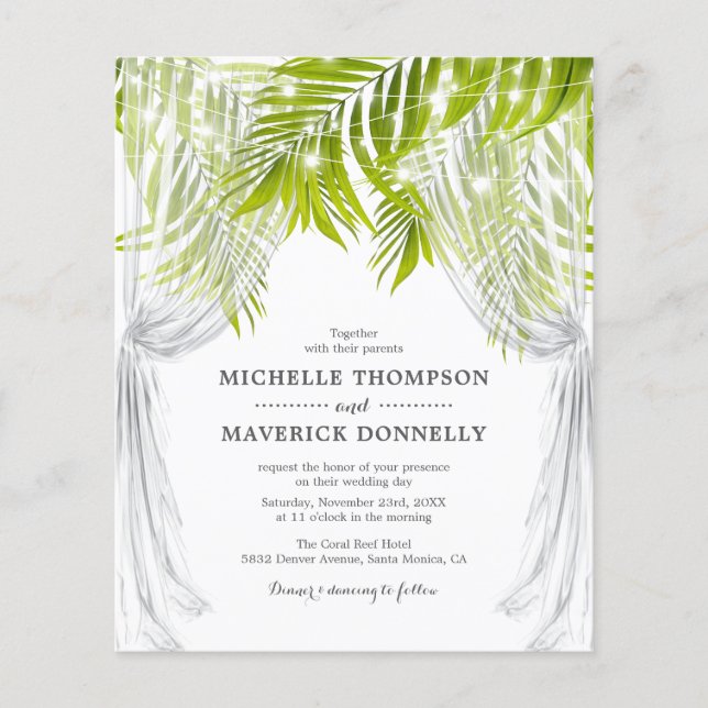 Papier Budget Tropical Beach Wedding Invitation (Devant)