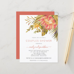 Papier Budget Tropical Foliage Couples Douche Invitation